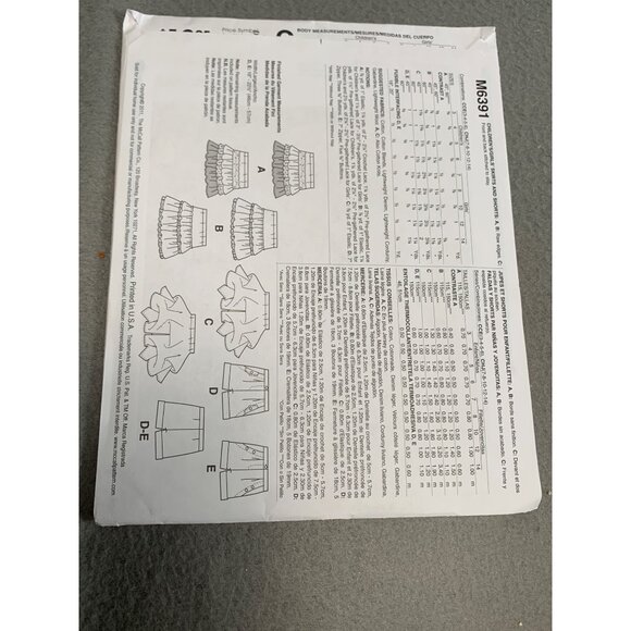 McCalls M6391 Easy Skirt Sewing Pattern Sizes 3-4-5-6 uncut 2011 - Picture 2 of 2
